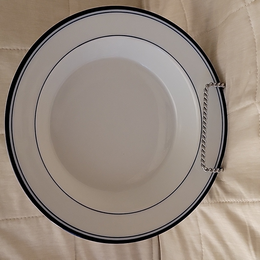 (2) Two Dansk Concerto Allegro Blue Banded Soup Or Pasta Bowls       8 3/4"